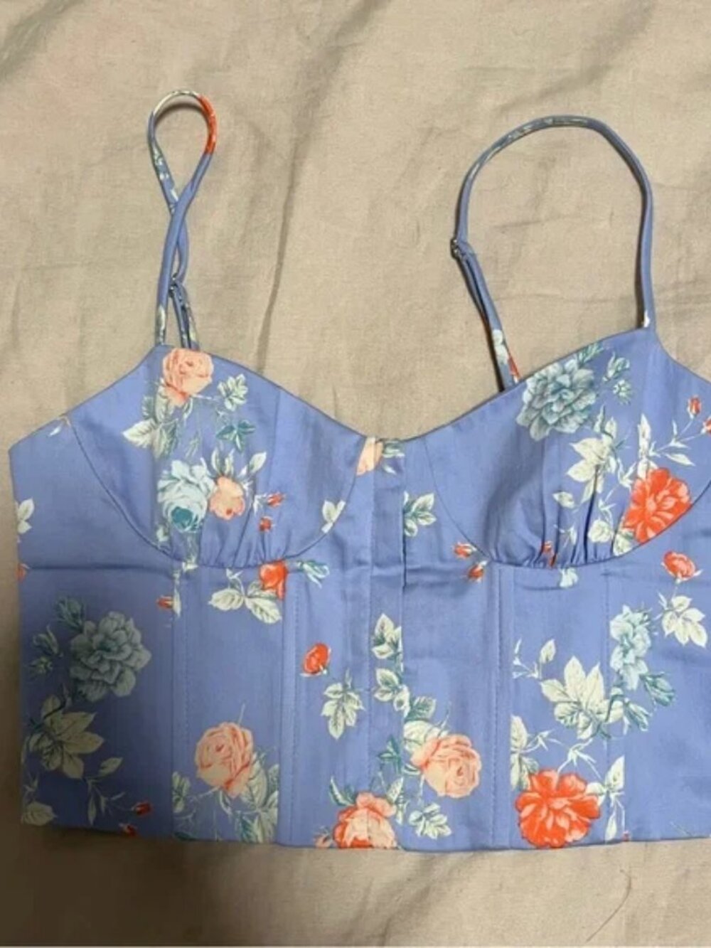 NEW Zara Purple Floral Bustier Tank Top Size Small Bodice Corset Spaghetti Strap